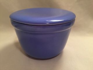 Vintage Oxford Ware Usa Pottery 4” Blue Covered Refrigerator Dish Bowl