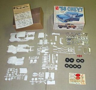 Vintage Amt T273 1958 Chevy Impala Stock Drag Custom 1:25 Model Kit Open/parts