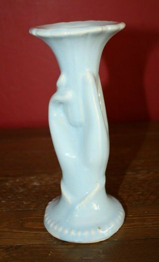 Vintage Blue Shawnee Pottery Victorian Lady Hand Vase