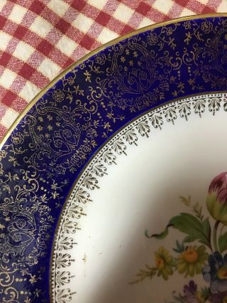 Vtg Homer Laughlin Dinner Plate 10” Blue With Gold Gilding A40N6 2