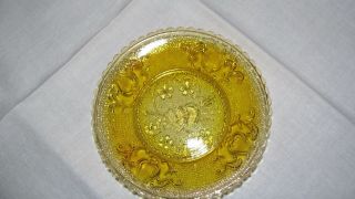 Vintage Westmoreland Glass 3 " Cup Plate - Hearts & Arrows - Yellow - Amber Color