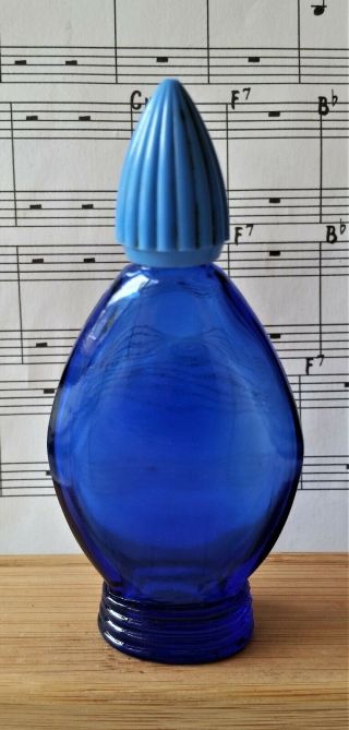 Vintage Cobalt Blue " Evening In Paris " Bourjois Cologne Bottle Empty,  3.  75 "