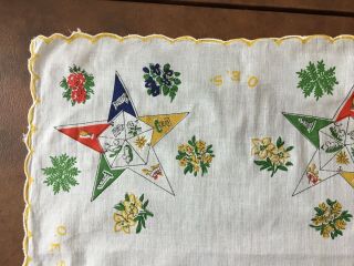 Vintage O.  E.  S.  (Order of the Eastern Star) Lady ' s Handkerchief Mason Lodge 3