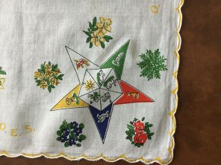 Vintage O.  E.  S.  (Order of the Eastern Star) Lady ' s Handkerchief Mason Lodge 4
