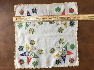Vintage O.  E.  S.  (Order of the Eastern Star) Lady ' s Handkerchief Mason Lodge 5