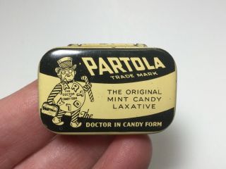 Vintage Small Partola Candy Laxative Medicine Tin With Contents