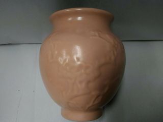 11 Vintage Art Pottery High Gloss Pink/salmon Bulbous Vase Made In Usa Euc
