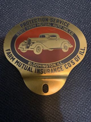 Vintage State Farm Mutual Auto Insurance Metal License Plate Topper