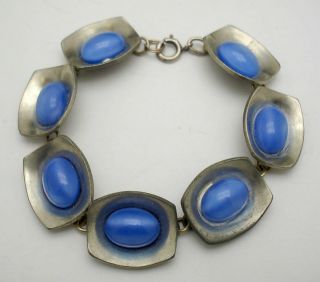 Vintage Jorgen Jensen Pewter Bracelet W/blue Stones