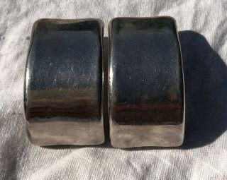 Vintage Sterling Silver Modernist Lost Wax Cast Pierced Earrings W/ Clasp Marked