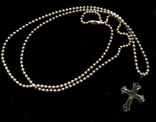 Vintage Sterling Silver 925 Cross Crucifix Pendant Necklace 18 " M008