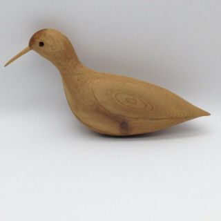 Vintage Hand Carved Ocean Shore Bird Unfinished Wood Folk Art Figurine Decor