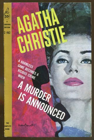 A Murder Is Announced By Agatha Christie - Vintage Cardinal Paperback - 1959