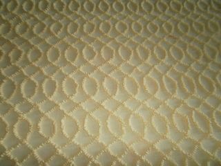 Vintage Yellow Cotton Pattern Puffs Chenille Bedspread With Fringe 96x108 Cutter