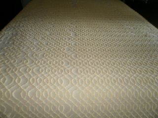 Vintage Yellow Cotton Pattern Puffs Chenille Bedspread with Fringe 96x108 CUTTER 2