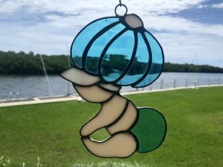 Vintage Hand Made Baby Boy Stained Glass Sun Catcher