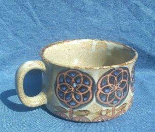 Vintage Otagiri Hand Crafted Stoneware Speckled Soup Bowl Mug Cup Japan Flowers