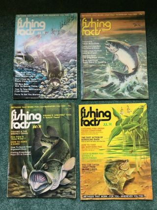 4 Vintage Fishing Facts Magazines July 1972 July 1973 Jan & July 1974