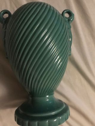 Vintage Haeger Pottery Large Teal Green Pedestal Planter Vase