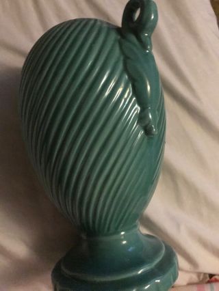 Vintage Haeger Pottery Large Teal Green Pedestal Planter Vase 2