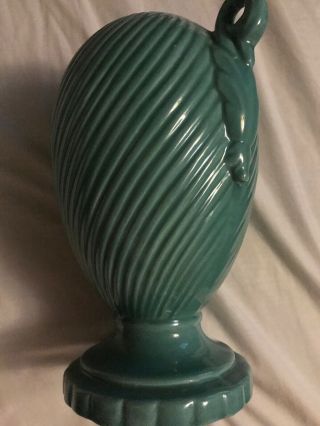 Vintage Haeger Pottery Large Teal Green Pedestal Planter Vase 3