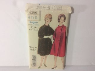 Vintage Vogue Ladies Flared Coat Pattern 4286 Size 12 Cut 1950 