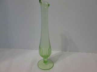Vintage Green Uranium Depression Swung Glass 8 " Bud Vase