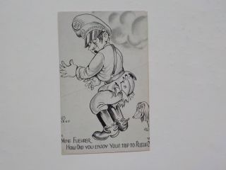 Wwii Postcard Adolf Hitler Bitten By Dog Post Card Vtg World War Two Ww Ii Ww2