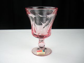 Fostoria Jamestown Pink Goblet,  Vintage 8 Oz 5 7/8 " Water Wine Glass With Label