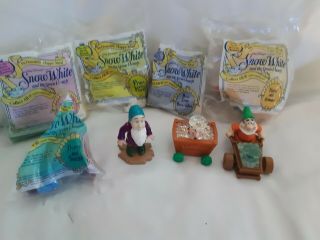 Vintage 1992 Mcdonalds Snow White And The Seven Dwarfs Happy Meal Toys Full Set