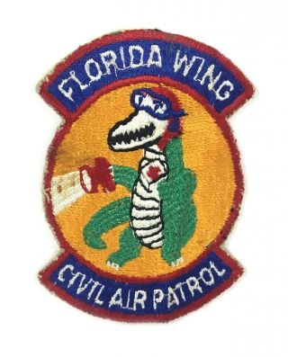 Vintage Civil Air Patrol Florida Wing Alligator Us Air Force Cut Edge Patch