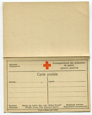 Wwi Prisoner Of War Red Cross Vintage Double Postacard With Answer Type 2