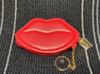 Vintage Pandora Red Lips Make - Up Cosmetic Bag,  Zip - Up Keychain Pouch - Red