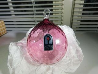Vintage Pilgrim Art Glass Cranberry Pink Swirled Friendship Spirit Ball Orb Nib