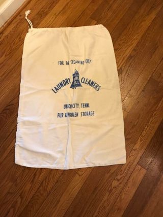 Vtg.  Blue Bell Cleaners Union City Tn Drawstring Dry Cleaning Laundry Bag