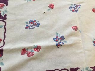 Vintage Rect.  Fruit Printed Tablecloth Purple Blue Hot Pink Berry Cherry 52 x 62 3
