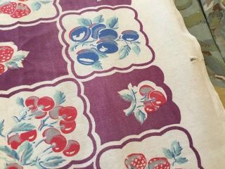 Vintage Rect.  Fruit Printed Tablecloth Purple Blue Hot Pink Berry Cherry 52 x 62 4