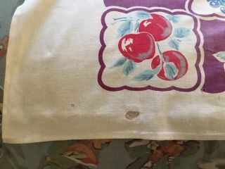 Vintage Rect.  Fruit Printed Tablecloth Purple Blue Hot Pink Berry Cherry 52 x 62 5
