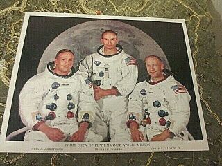 Vintage Nasa Promo 1960’s Apollo 11 Crew Armstrong Collins Aldrin Photo 10 " X 8 "