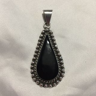 Vintage Taxco Mexico 925 Sterling And Black Onyx Pendant,  Tb - 148
