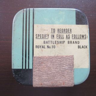 Tin Can Battleship Typewriter Ribbon Advertising Container Royal No.  10 Vintage 2