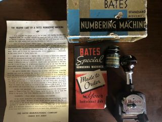 Nmiob Vintage Bates 6 - E Std.  Movement 6 - Wheel Numbering Machine Stamp