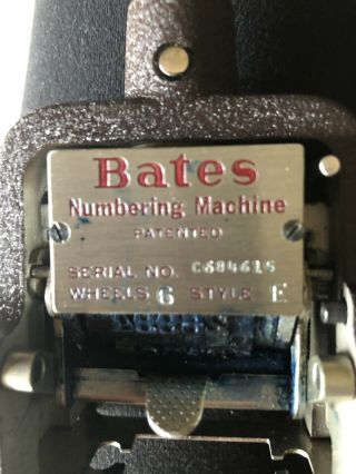 NMIOB Vintage BATES 6 - E Std.  Movement 6 - Wheel NUMBERING MACHINE STAMP 2