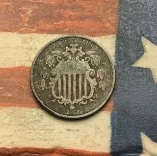 1868 5c Shield Nickel Vintage Us Copper Coin Fh89