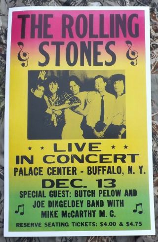 Vintage Rolling Stones Concert Poster 1965 Palace Center - Buffalo,  Ny -