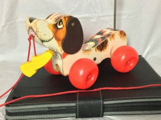 Little Snoopy Vintage Fischer Price 1968 693 Wooden Pull Dog Wagging Tail Shoe