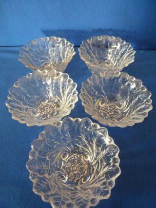 Vintage Indiana Glass Clear Wild Rose Berry Bowls,  About 2 1/4 " T.  & 4 1/2 " W.