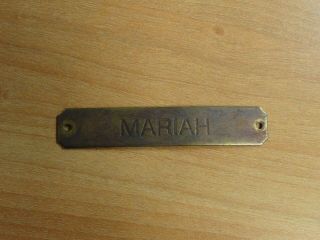 Vintage " Mariah " Engraved Horse Stable Stall Brass Nameplate