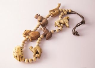 Wood Bead Beaded Animal Noah 