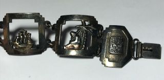 Vintage LARGE 900 Silver Ornate Peru Engraved Panel Wide Hinged Bangle Bracelet 3